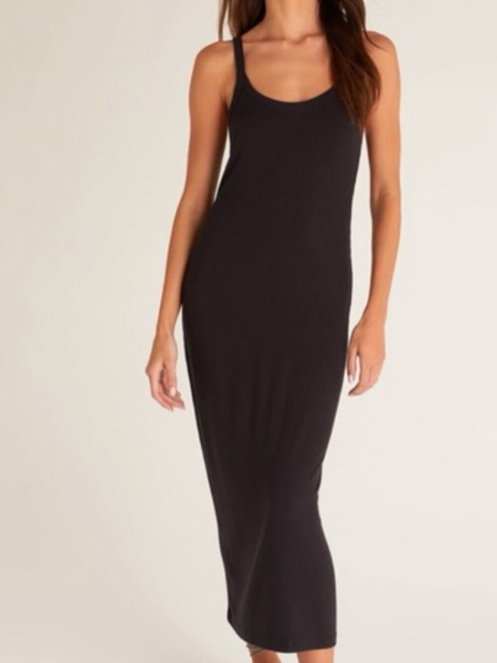 Z SUPPLY BLACK RIBBED TANK DRESS MEDIUM